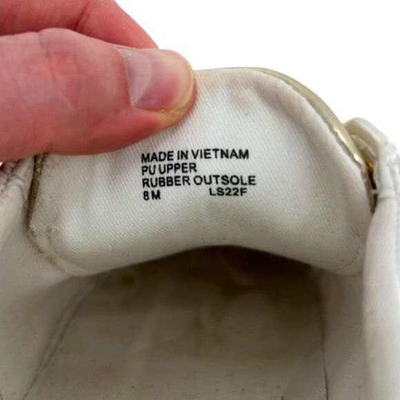 Michael Kors Poppy Metallic Gold Trim White Sneakers Size 8 - Picture 3 of 10